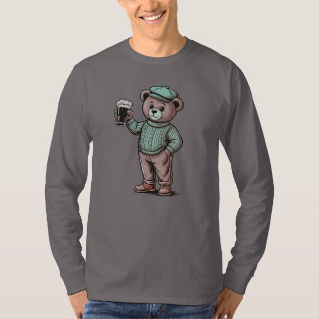 Camiseta Ursa Teddy Fofa Segurando Cerveja (Frente)