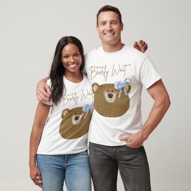 Camiseta Ursinho Azul Que Podemos Brindar Chá de fraldas De (Unissex)