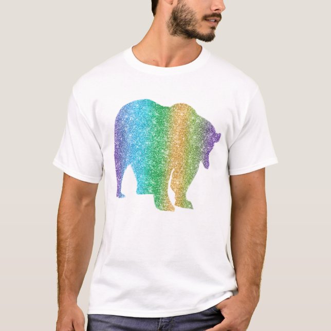 Camiseta Ursinho Colorido Brilhante Faísca Arco-íris (Frente)