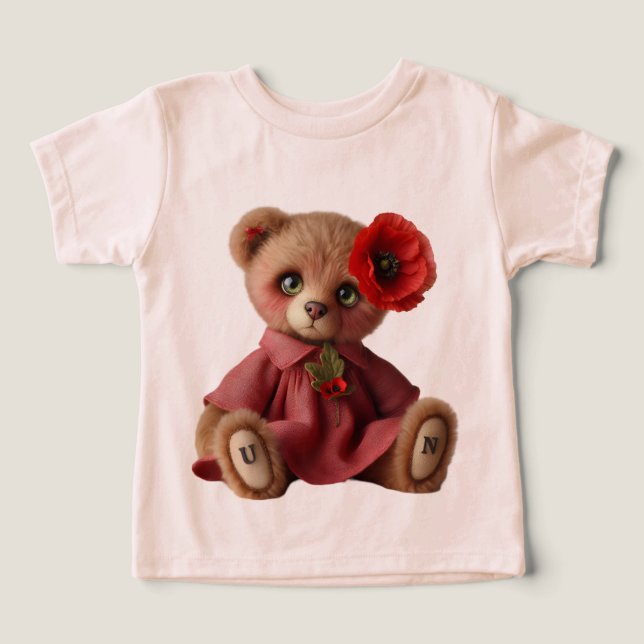 Camiseta Ursinho com um escarlate Poppy (Design frontal)