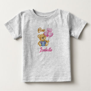 Camiseta Ursinho de Aquarela Primeiro Aniversário Bebê
