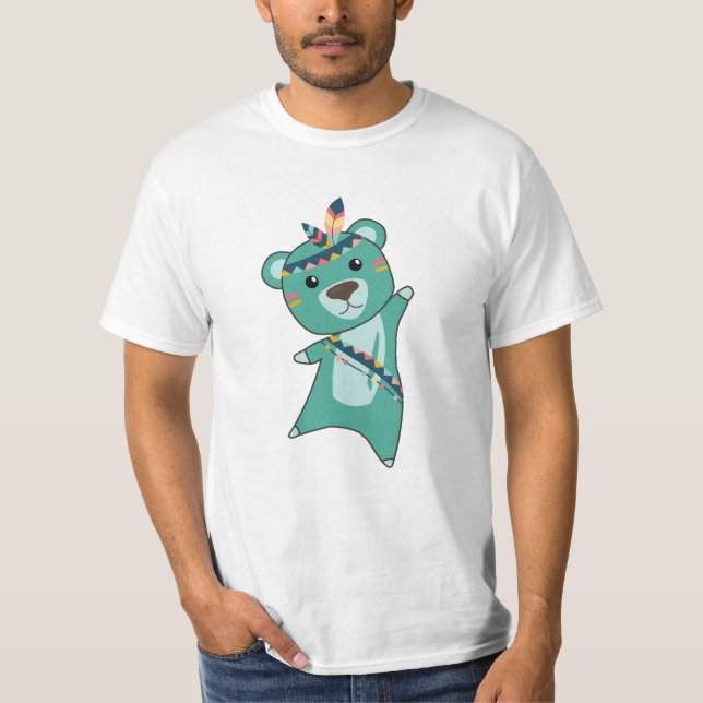 Camiseta Ursinho de Carnaval do Urso Turquesa Indiano (Frente)