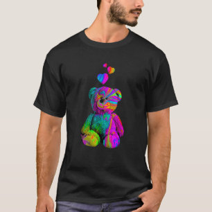 Camiseta Ursinho de cor do urso de pelúcia psicodélico com