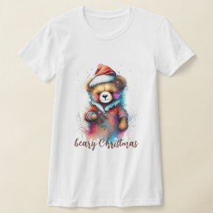 Camiseta Ursinho de Natal com o Natal do Beary Santa Hat