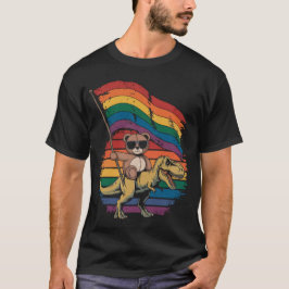 Camiseta Ursinho de peluche cavalgando dinossauro acenando