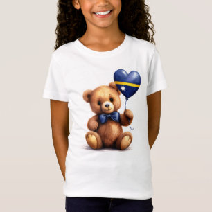 Camiseta ursinho de peluche e balão com a bandeira Nauru.