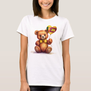 Camiseta ursinho de pelúcia e balão com a bandeira do Sri L