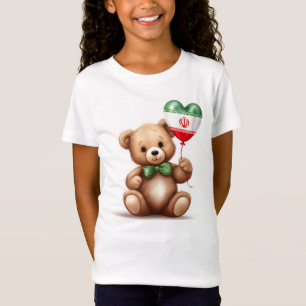 Camiseta ursinho de pelúcia e balão com a bandeira iraniana