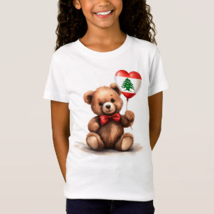 Camiseta ursinho de pelúcia e balão com a bandeira libanesa