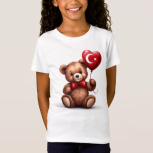Camiseta ursinho de pelúcia e balão com a bandeira turca.