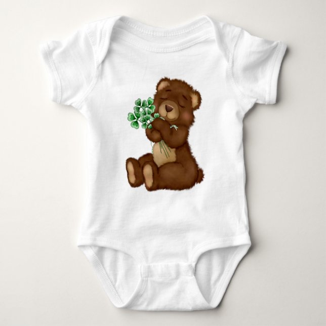 Camiseta Ursinho de Shamrock irlandês (Frente)
