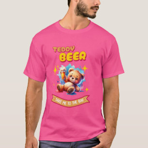 Camiseta Ursinho Engraçado Bebendo Alc Do Bebê-Bebê-Ursinho
