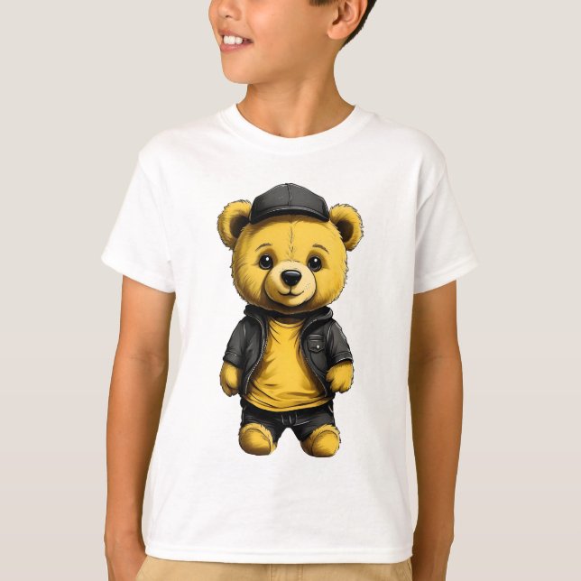 Camiseta Ursinho Hug: Simples Crianças De Urso Amarelo E Pr (Frente)