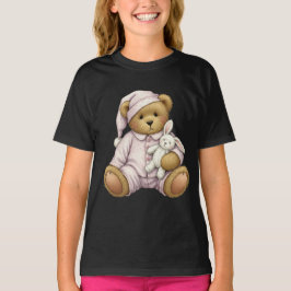 Camiseta Ursinho num Pajama Rosa com Coelho Plush