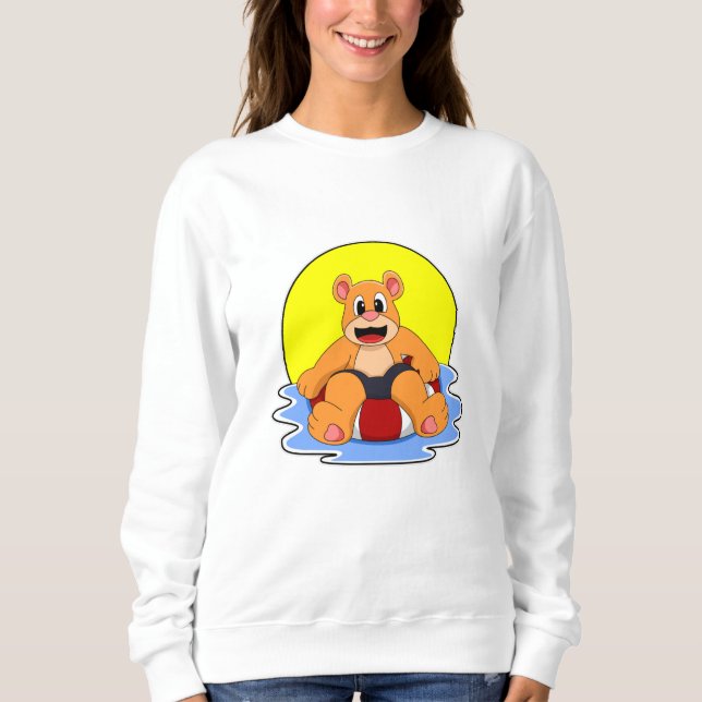 Camiseta Urso a Nadar com anel de Natação (Frente)