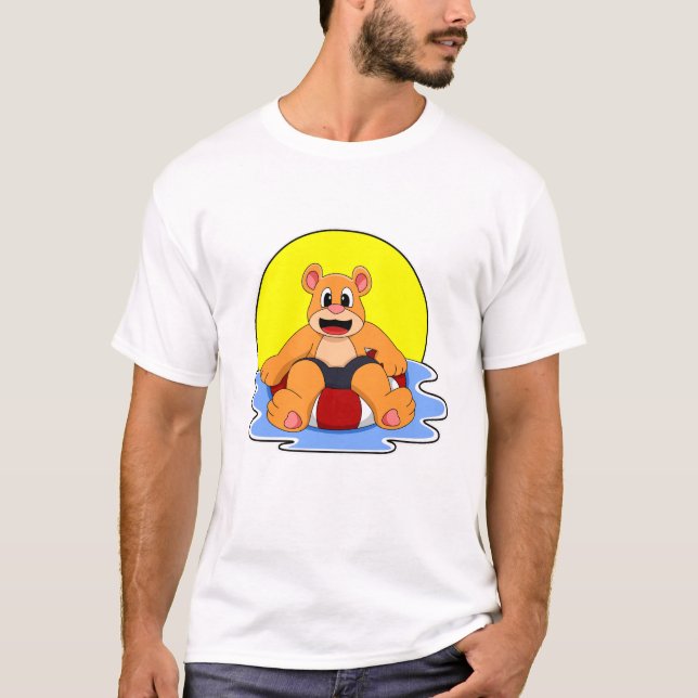 Camiseta Urso a Nadar com anel de Natação (Frente)
