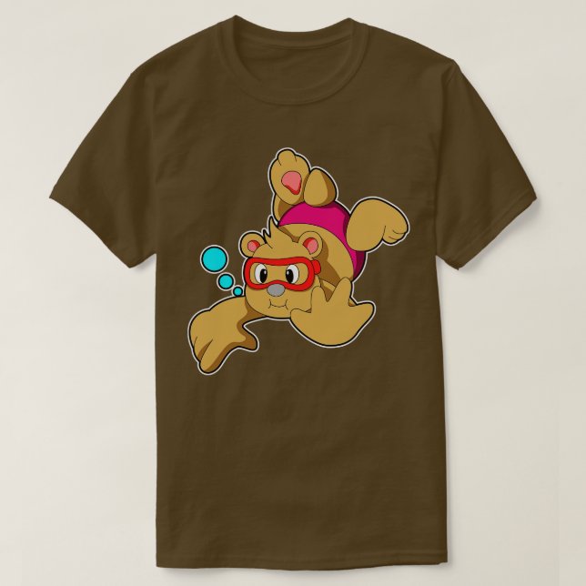 Camiseta Urso a Nadar com óculos de Nadação (Frente do Design)