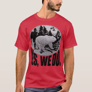 Camiseta Urso A Passar Pela Floresta Pinheira E Legenda Sim