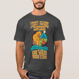 Camiseta Urso acampando bebendo cerveja viagem natu