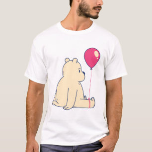 Camiseta Urso Adorável com Balão Vermelho