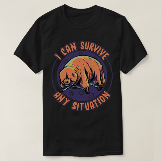 Camiseta Urso-Água Tardigrado Eu Posso Sobreviver A Qualque (Frente do Design)