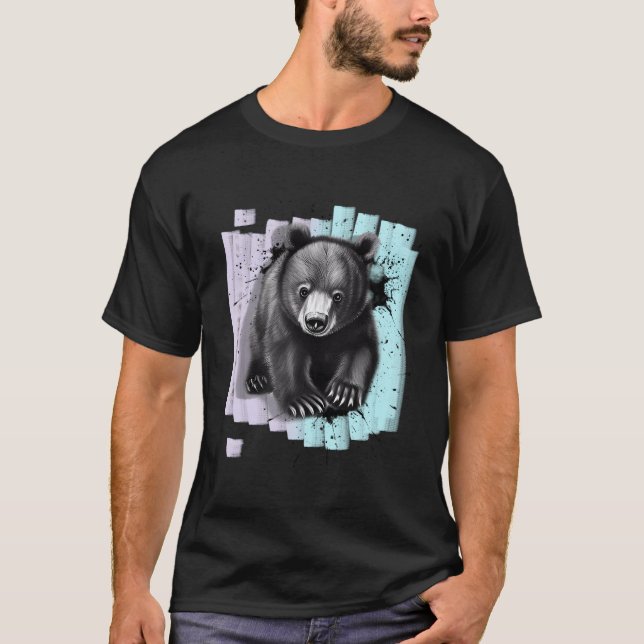 Camiseta Urso Animal De Cor Watercolor (Frente)
