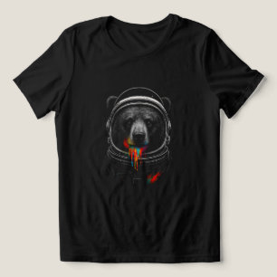 Camiseta Urso Astronauta com Pintura Neon Gotejando Animal