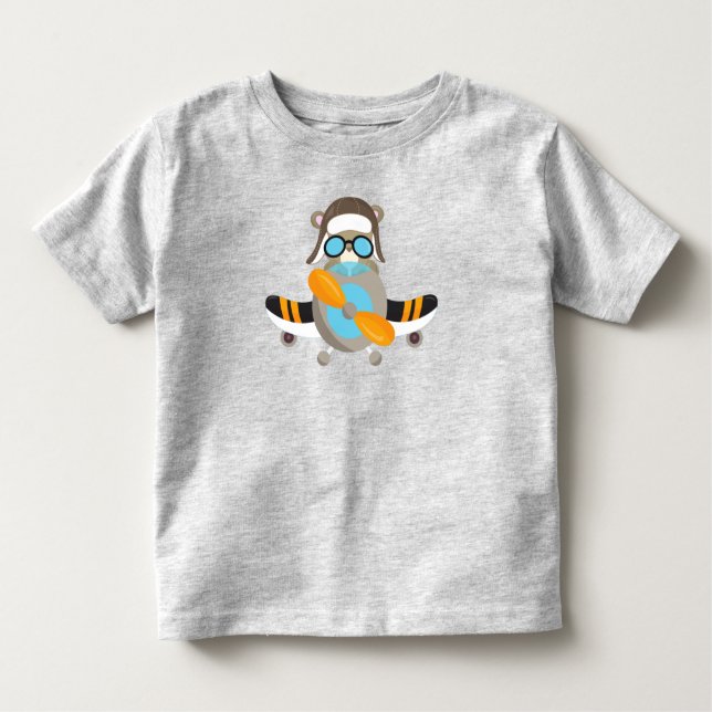 Camiseta Urso Aviador, Urso Piloto, Avião, Urso Justo (Frente)