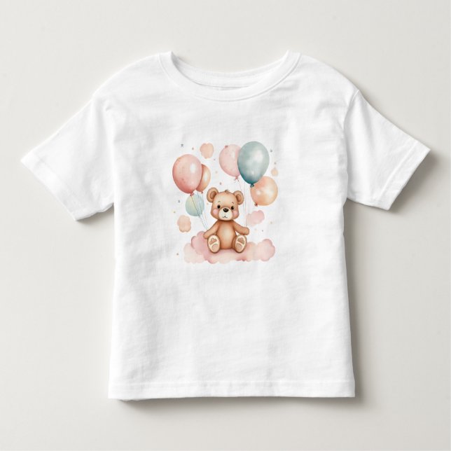 Camiseta Urso Balão de Pequena Cana-d-Água Cura na Nuvem (Frente)