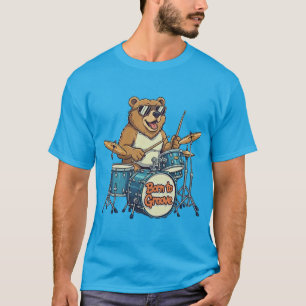 Camiseta Urso Baterista Engraçado Nascido Para Groove
