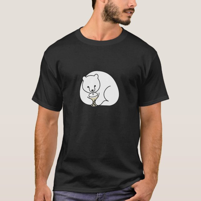 Camiseta Urso Bebendo Boba Bubble milk Tea (Frente)