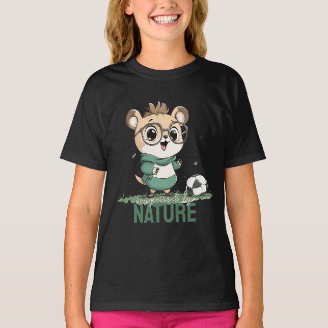 Camiseta Urso Bonito com Bola de Futebol (Frente)