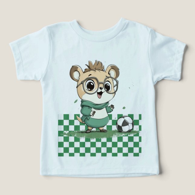 Camiseta Urso Bonito com Bola de Futebol (Design frontal)