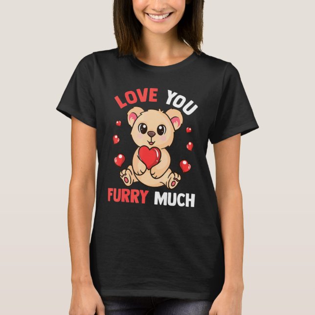 Camiseta Urso Bonito Com Corações Para Raparigas Com Ursos  (Frente)