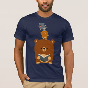 Camiseta Urso bonito da leitura dos desenhos animados e