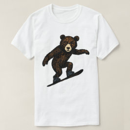 Camiseta Urso Bonito Fazendo Snowboard
