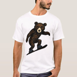Camiseta Urso Bonito Fazendo Snowboard