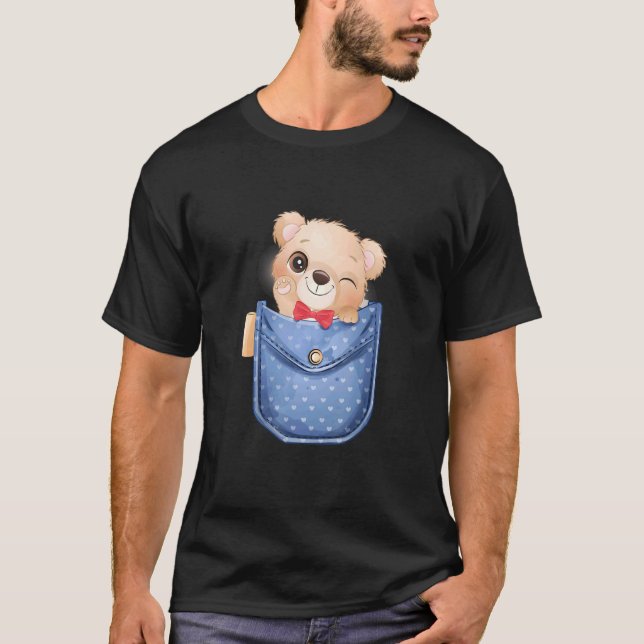 Camiseta Urso Bonito Na Sua Girafa De Bolso (Frente)