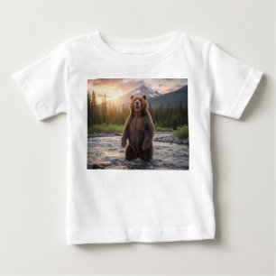 Camiseta Urso Bonito nas Montanhas Camisa-T-Bebê