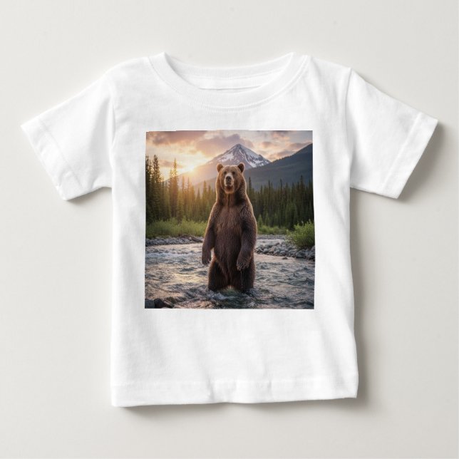 Camiseta Urso Bonito nas Montanhas Camisa-T-Bebê (Frente)