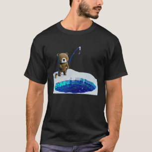 Camiseta Urso Bonito Pescando no Gelo