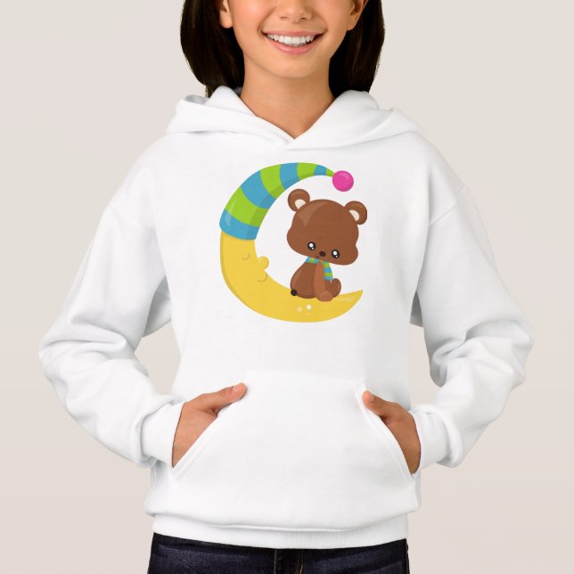 Camiseta Urso Bonito, Urso Na Lua, Urso Com Scarf (Frente)