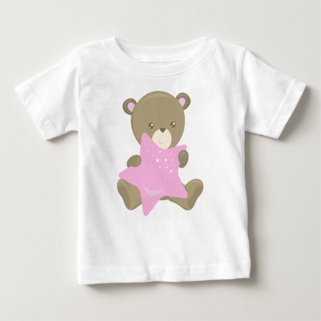 Camiseta Urso Bonito, Urso Pequeno, Urso Bebê, Urso Com Est (Frente)