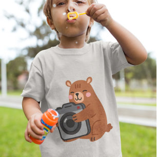 Camiseta Urso Bonito - Urso Sorridente com Câmera