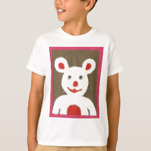 Camiseta Urso Branco com Nariz Vermelho, Boca e Ouvidos (Pa