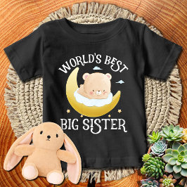 Camiseta Urso Branco + Lua. Melhor Irmã Mais Velha do Mundo