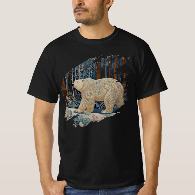 Camiseta Urso branco retrógrado boho floresta de inverno (Frente)