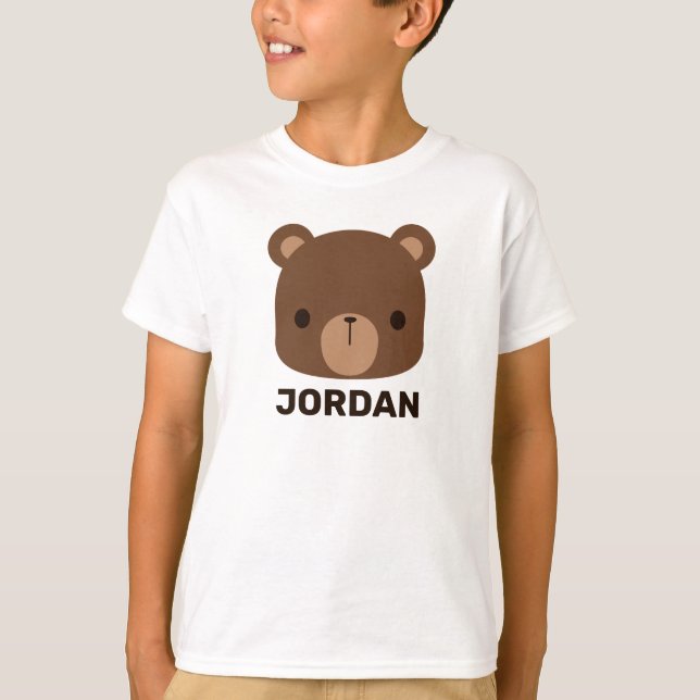 Camiseta Urso Castanho Bonito com Nome Personalizado (Frente)