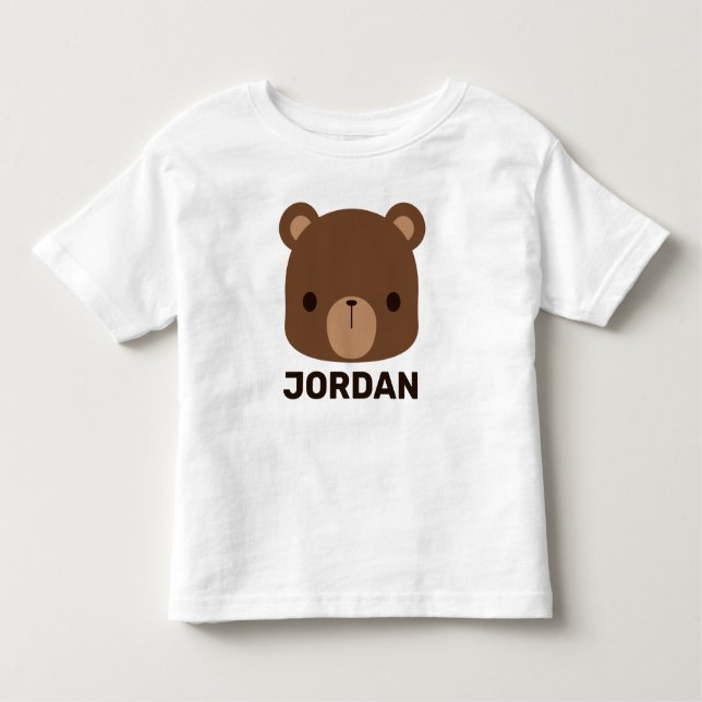 Camiseta Urso Castanho Bonito com Nome Personalizado (Frente)