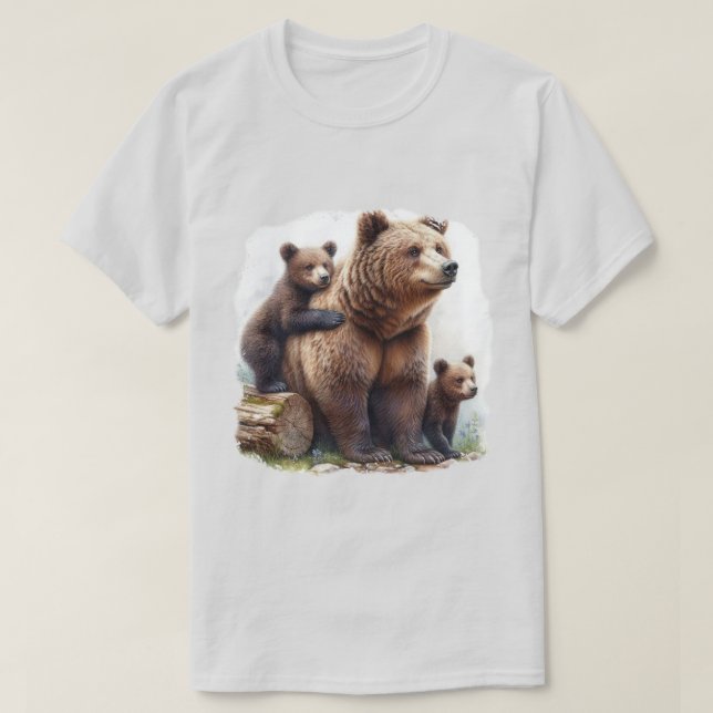 Camiseta Urso Castanho com Dois Cubos (Frente do Design)